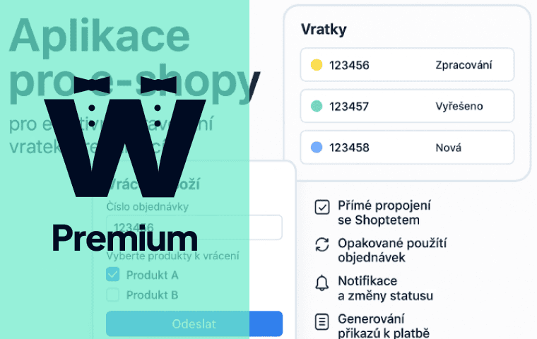Wěrte zpravałny alt text, krátký a SEO-optimalizovaný, například: "Ukázka rozhraní aplikace pro správu vrátek objednávek s funkcemi pro zpracování, vyřešení a nová vrátek".